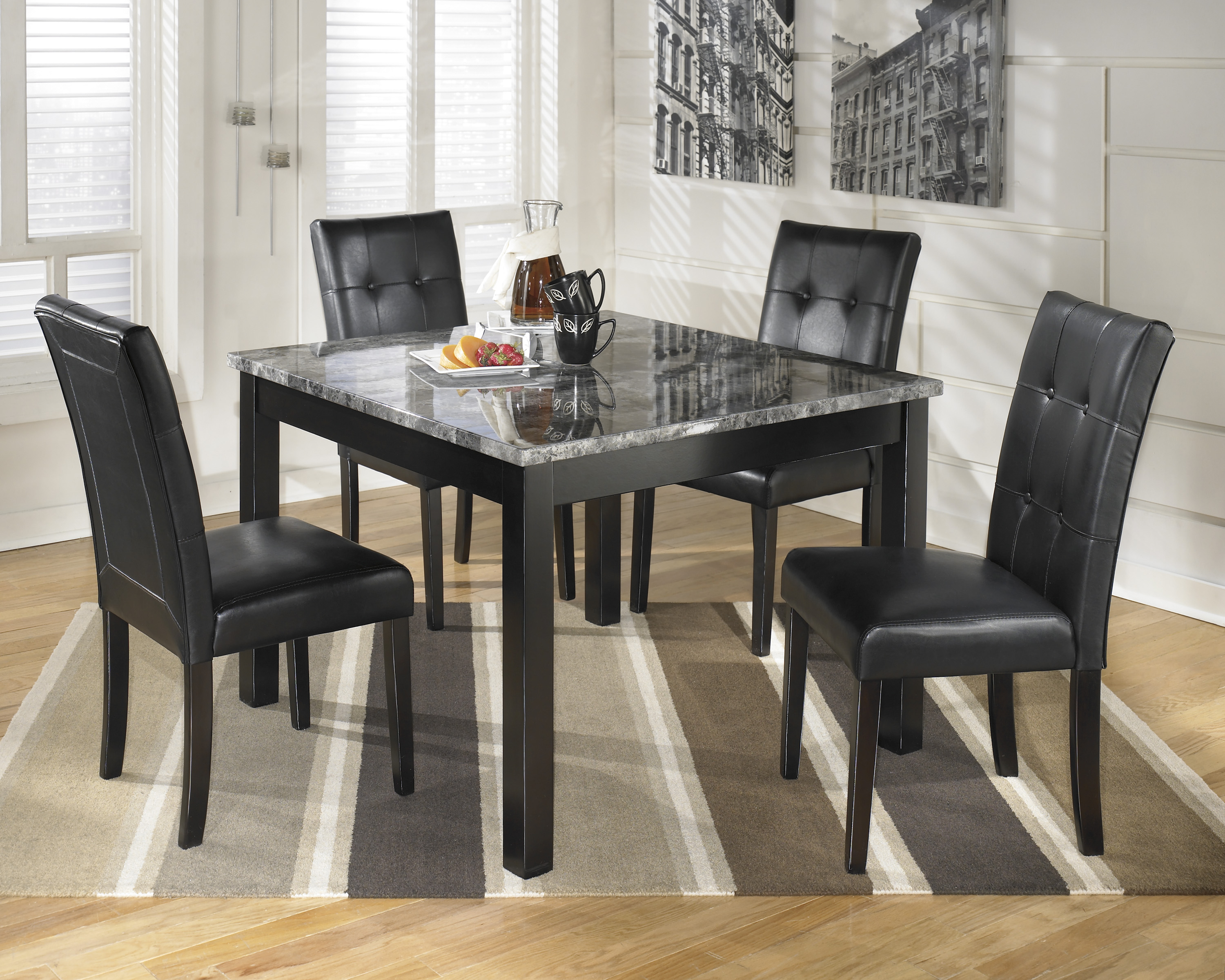 black square dining table set for 4